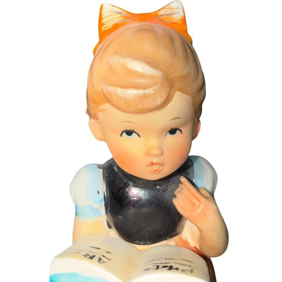 Vintage Erich Stauffer Figurine Girl Studying Arnart Creation Japan 1950's. 6' H - Picture 3 of 11